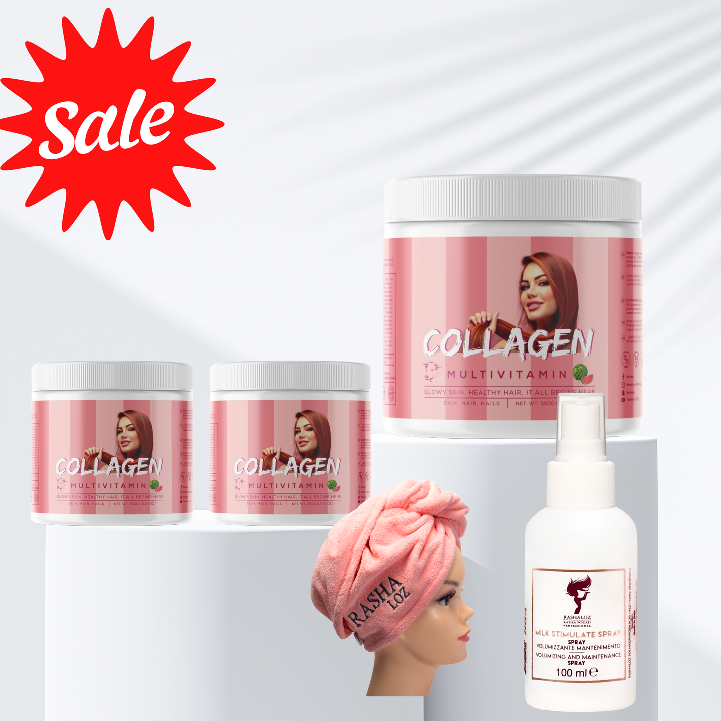 3 Collagen drink+ 1 Milk spray + 1 towel