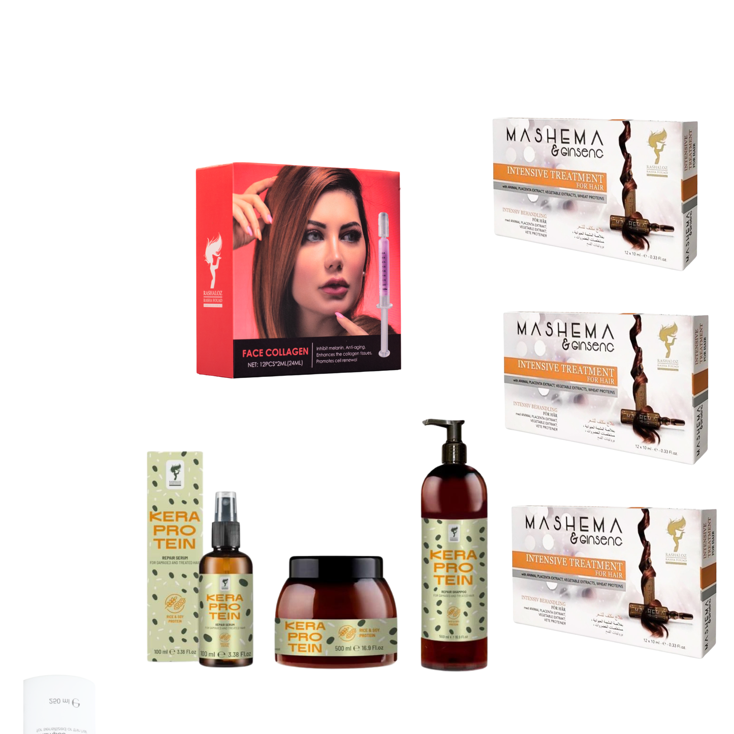 Kera Protein Full Treatment Set + 1 Face Collagen + 3 Mashema
