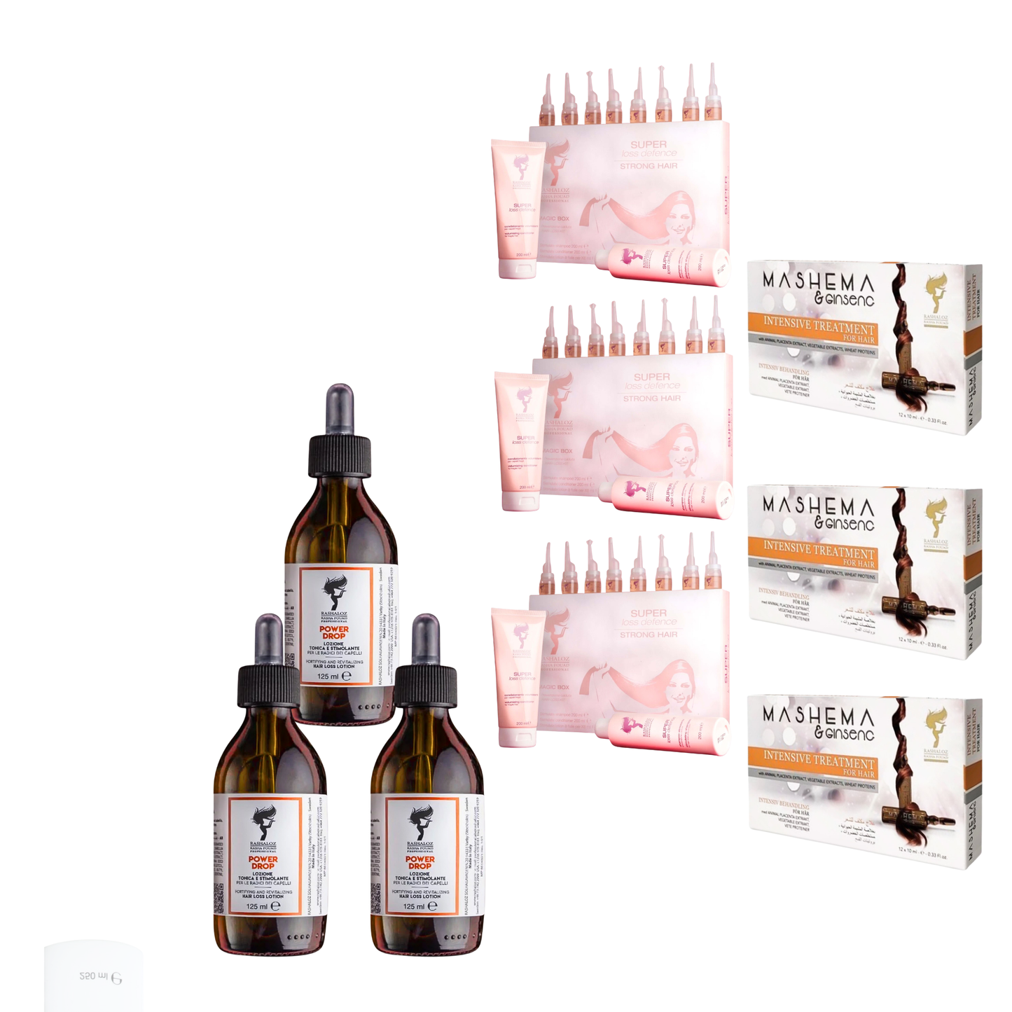 3 pieces of Power drops + 3 magic boxes + 3 Boxes of Mashema ampoules