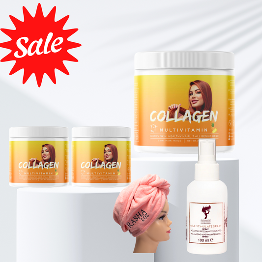 3 Collagen drink+ 1 Milk spray + 1 towel