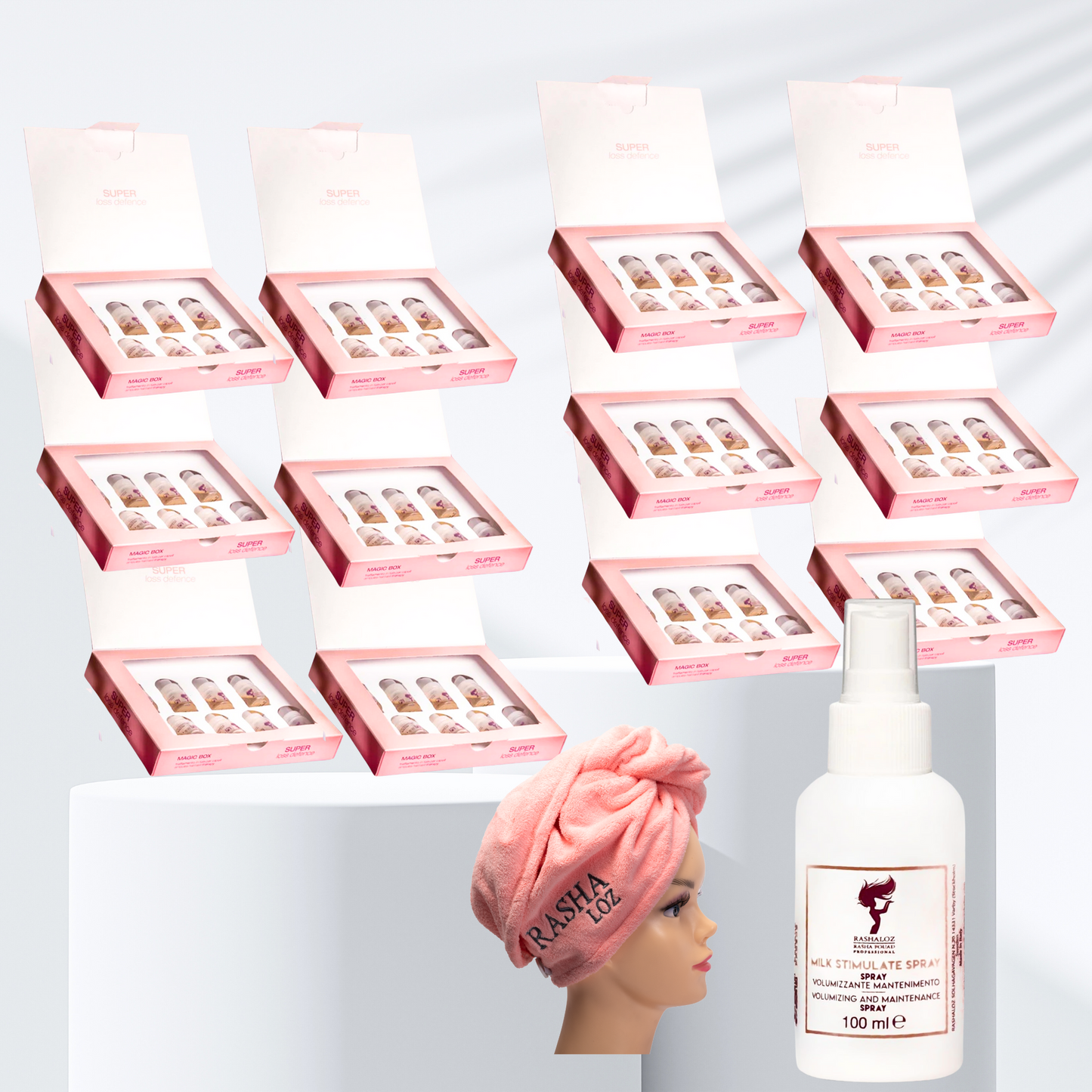 12 Magic boxes + 1  Milk Spray + 1 towel