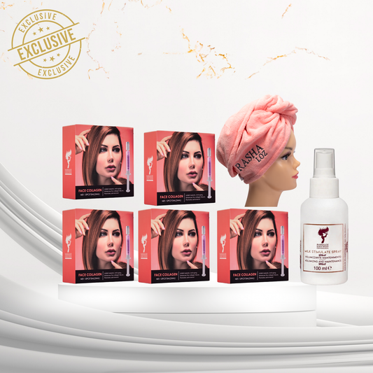 5 boxes face collagen + 1 Milk spray + towel