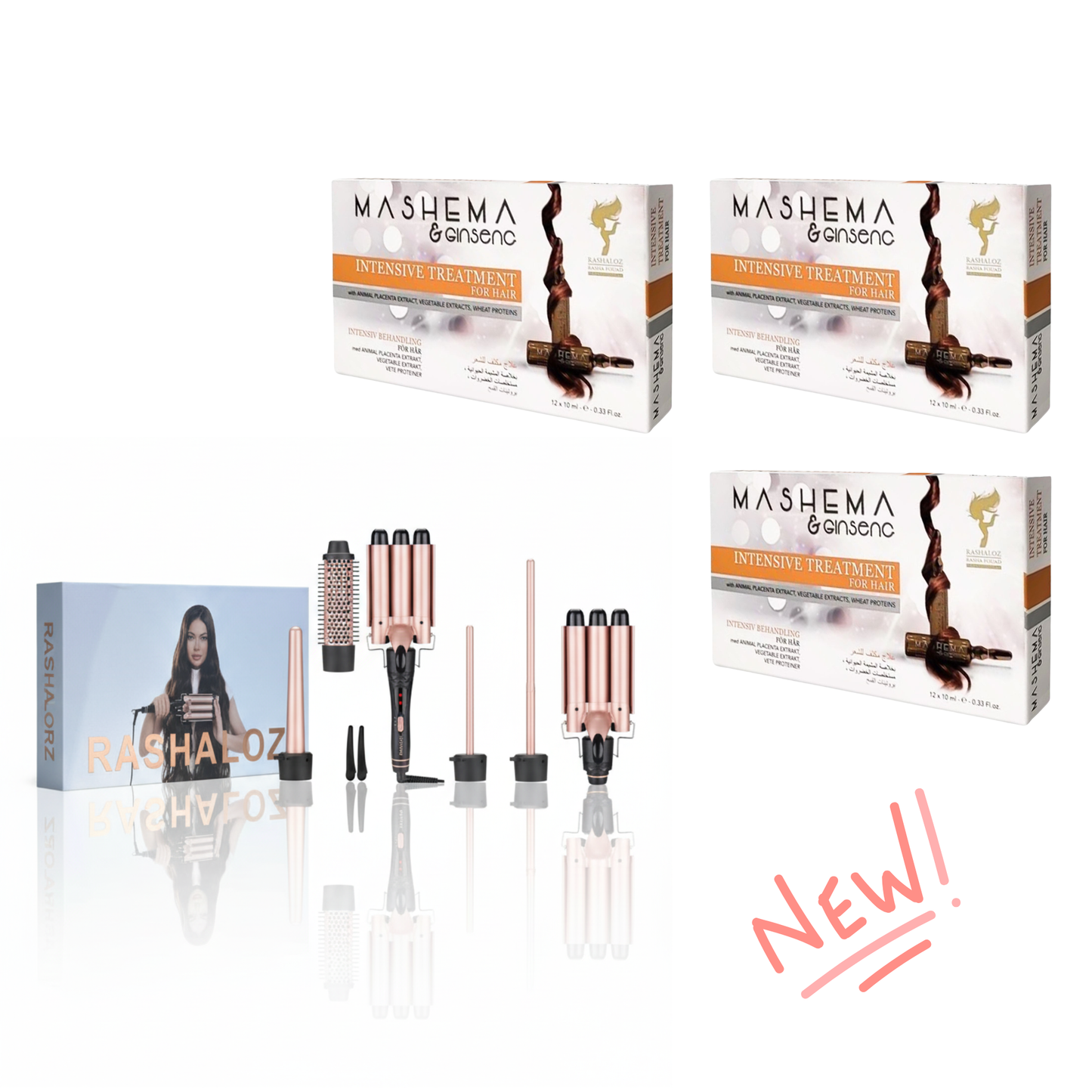 3 boxes Mashema Ampoules + Hair Dryer 5 x 1