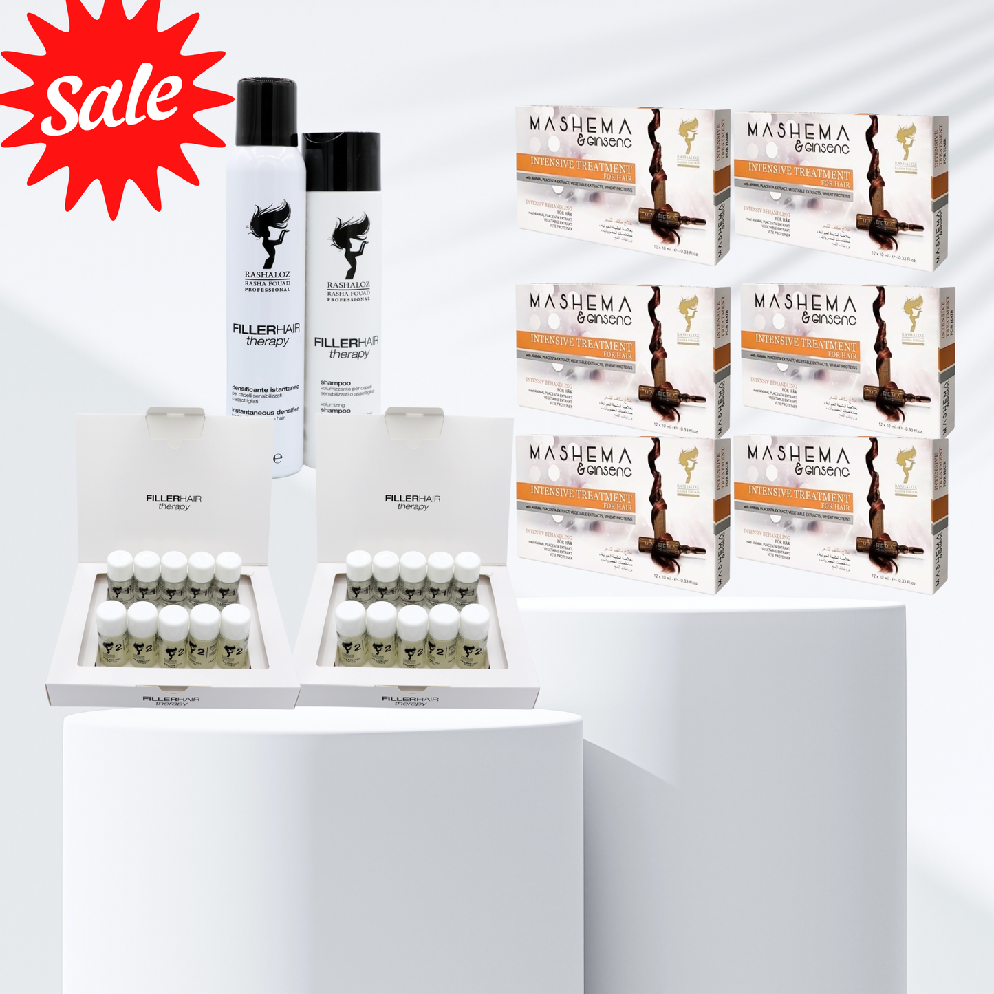 6 Mashema + 2 ampules Fillers + 1 spray Filler + 1 Shampoo Filler
